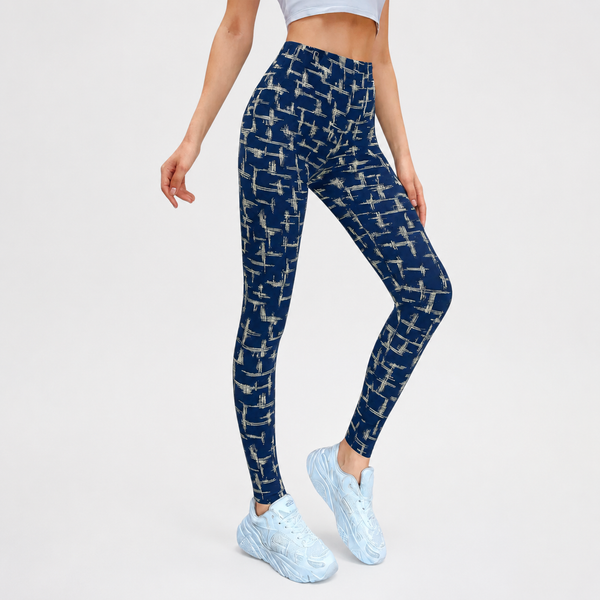 Ladies Magic Stretch Fit Beige Aztec Leggings