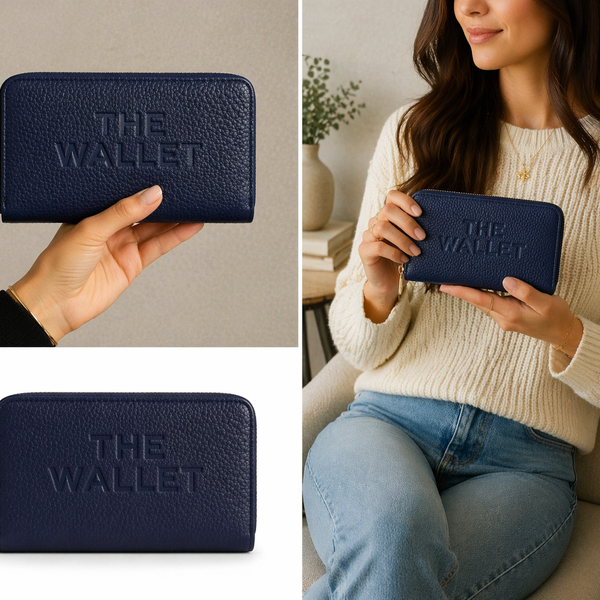 The Luxe Zip Wallet - Navy