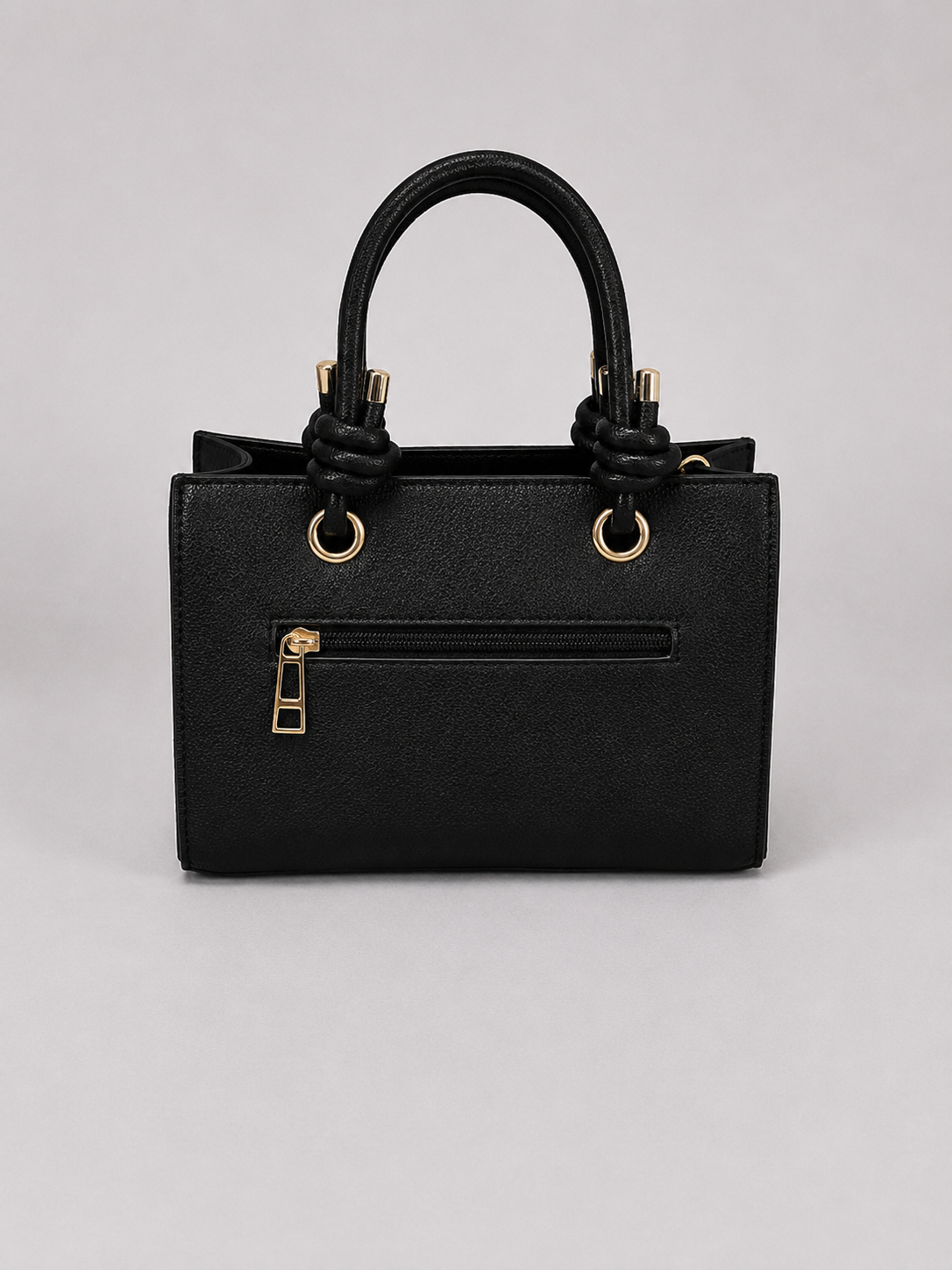 Women's mini tote bag with knotted handles, detachable shoulder strap and gold hardware
