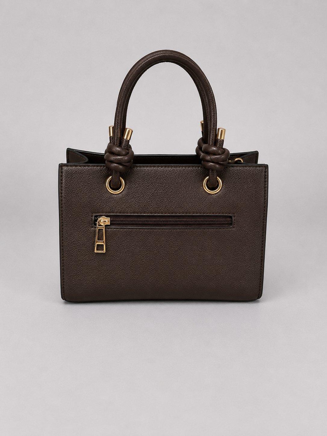 Women's mini tote bag with knotted handles, detachable shoulder strap and gold hardware