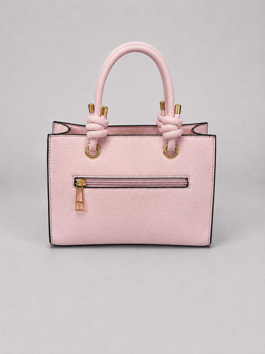 Women's mini tote bag with knotted handles, detachable shoulder strap and gold hardware