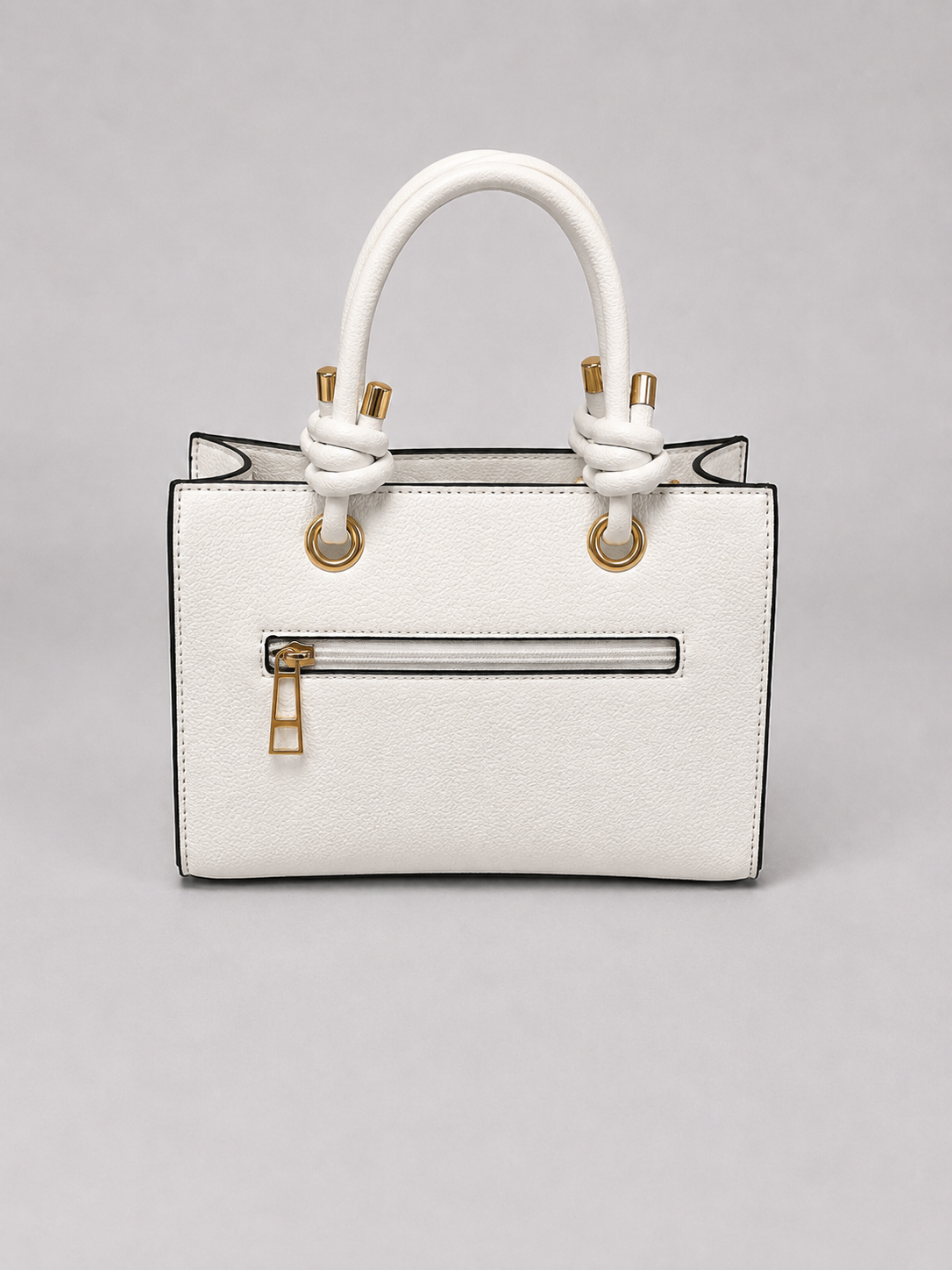Women's mini tote bag with knotted handles, detachable shoulder strap and gold hardware