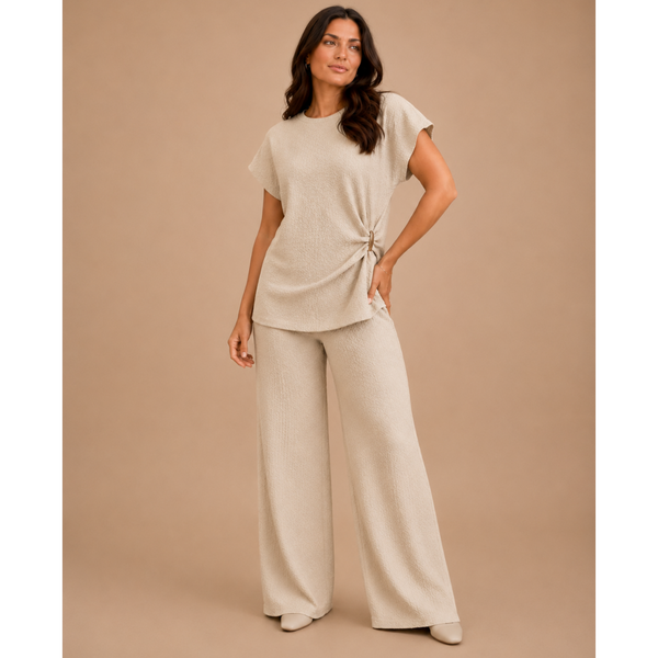 The Luxe Textured Co-Ord Set - Beige