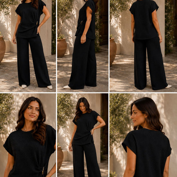 The Luxe Textured Co-Ord Set - Black