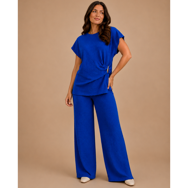 The Luxe Textured Co-Ord Set - Royal Blue