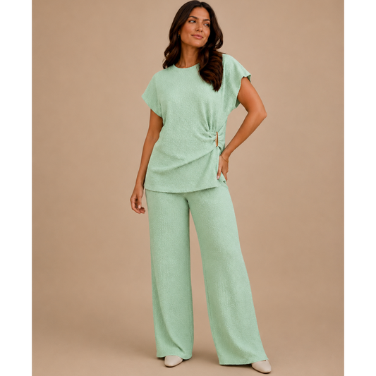 The Luxe Textured Co-Ord Set - Sage