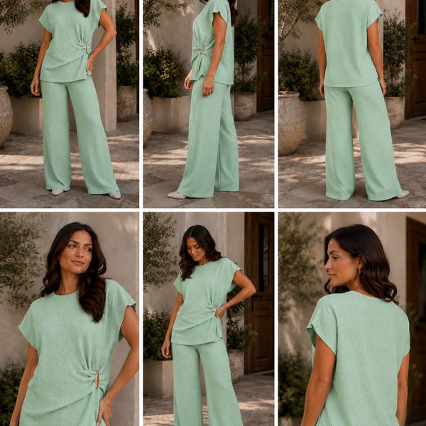 The Luxe Textured Co-Ord Set - Sage