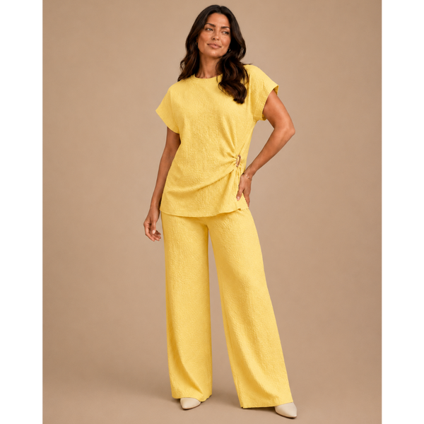The Luxe Textured Co-Ord Set - Lemon