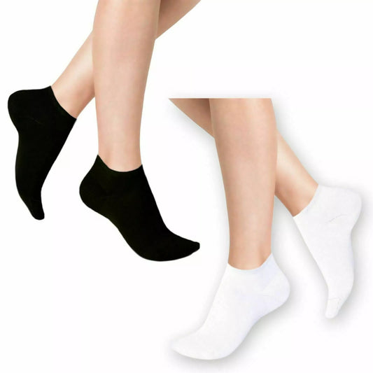 Men’s and women’s black and white ankle trainer socks – multi pack of 6, 9 or 12 pairs, breathable sports socks.