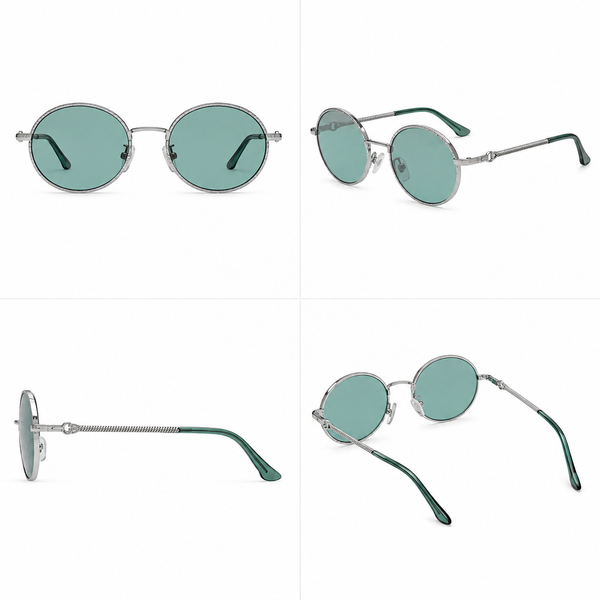 Vintage Round Sunglasses – Green Lens