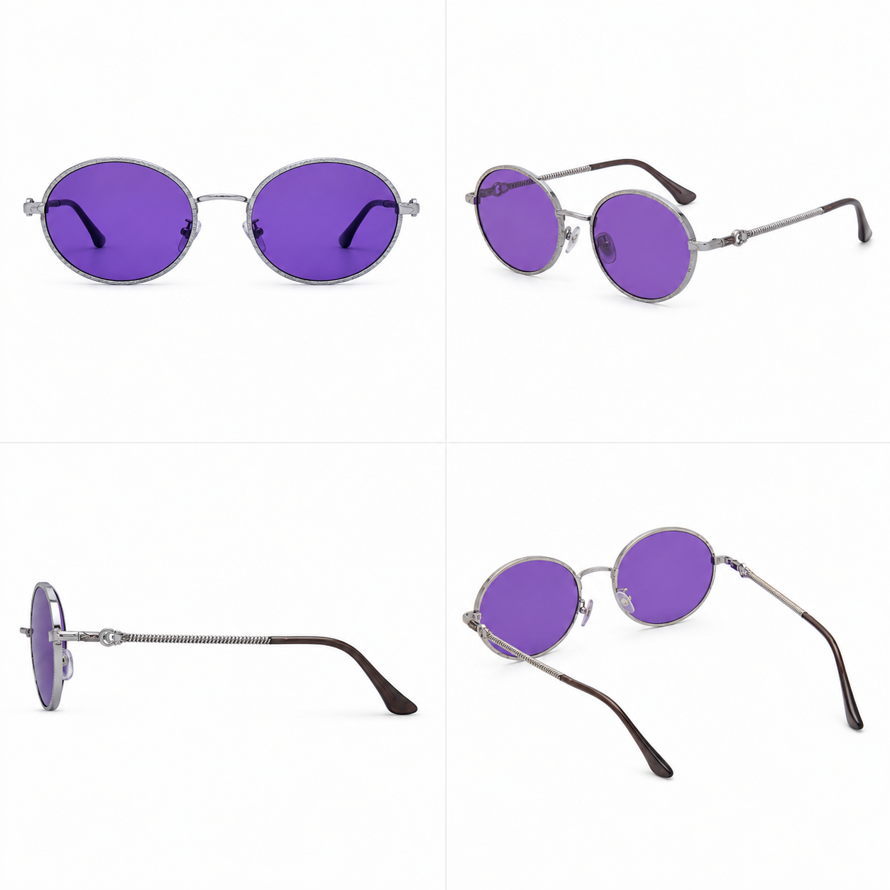 Vintage round metal sunglasses with UV400 protection and category 3 tinted lenses