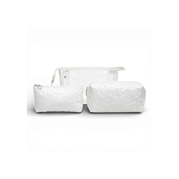 White Makeup Bag Set 3 Piece
