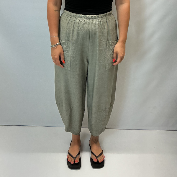 Women's Italian Relaxed Tapered Trousers  (Khaki)