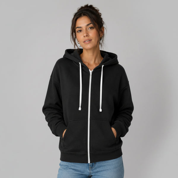 Women’s JDN Full Zip Fleece Hoodie (Black)