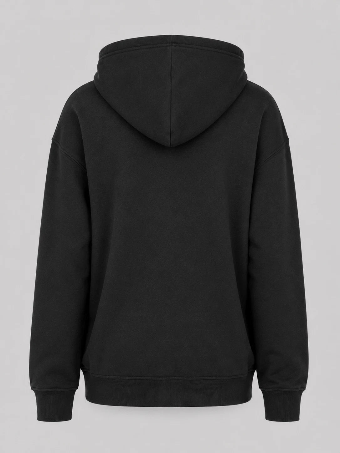 Black women’s JDN full zip hoodie with drawstring hood, front pockets and ribbed trims 