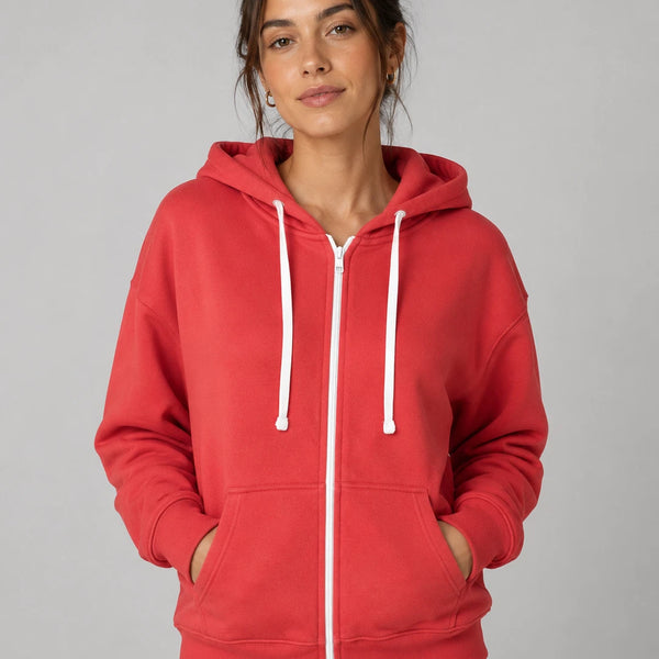 Women’s JDN Full Zip Fleece Hoodie (Coral)