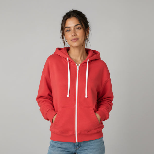 Women’s JDN Full Zip Fleece Hoodie (Coral)