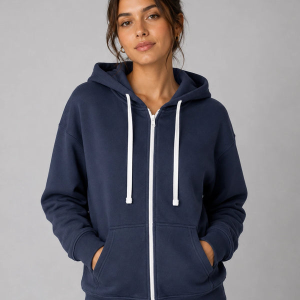 Women’s JDN Full Zip Fleece Hoodie (Navy)