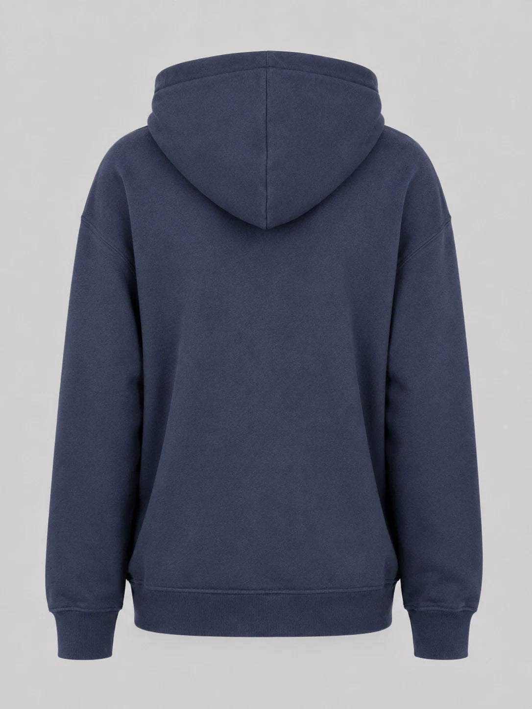 Navy women’s JDN full zip hoodie with drawstring hood, front pockets and ribbed trims