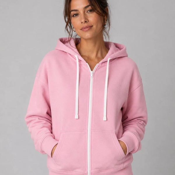 Women’s JDN Full Zip Fleece Hoodie (Pink)