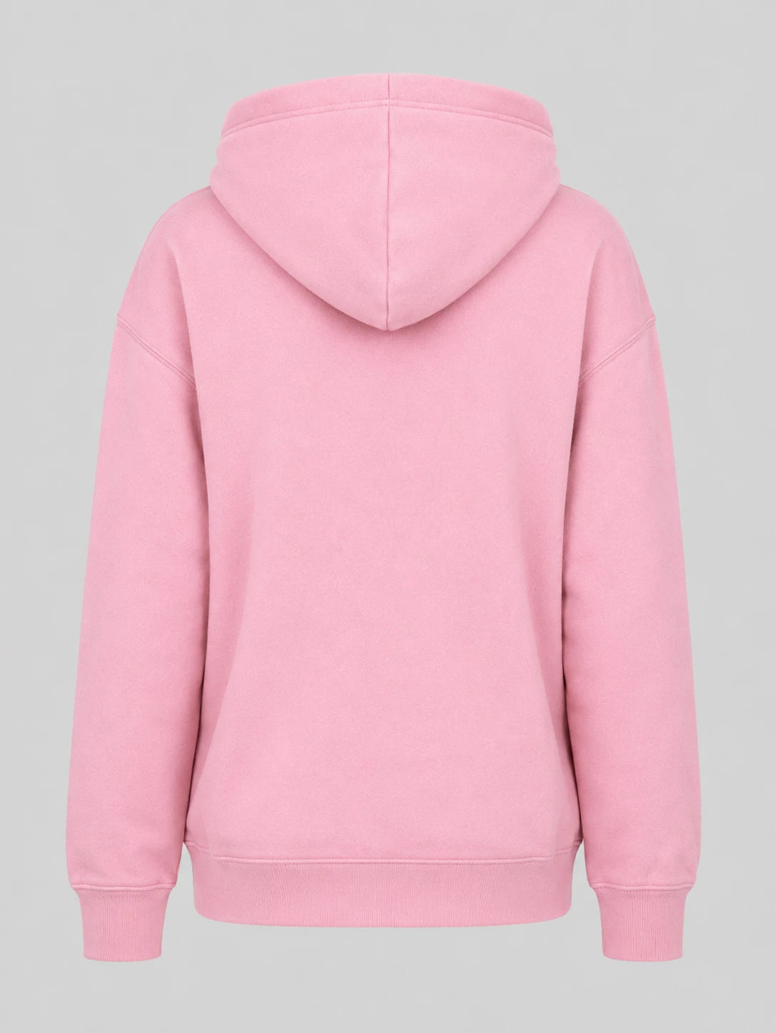 Pink women’s JDN full zip hoodie with drawstring hood, front pockets and ribbed trims.