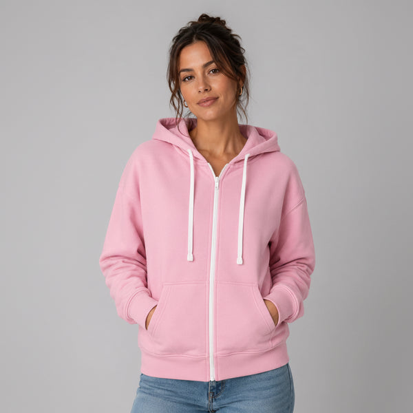 Women’s JDN Full Zip Fleece Hoodie (Pink)