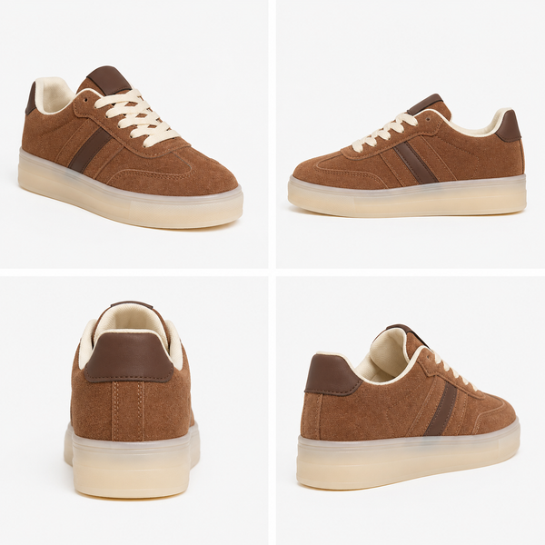 Women's Retro Platform Trainers - Brown