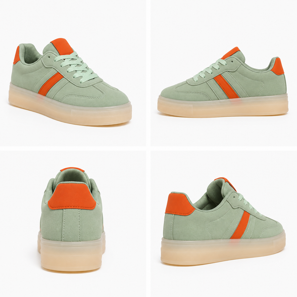 Women's Retro Platform Trainers - Mint Green