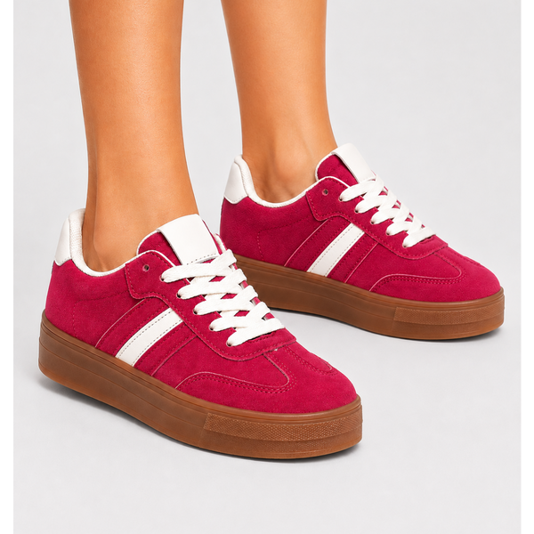 Women's Retro Platform Trainers - Pink