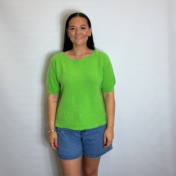 Women’s Short Sleeve Relaxed Knit Top (Lime Green)