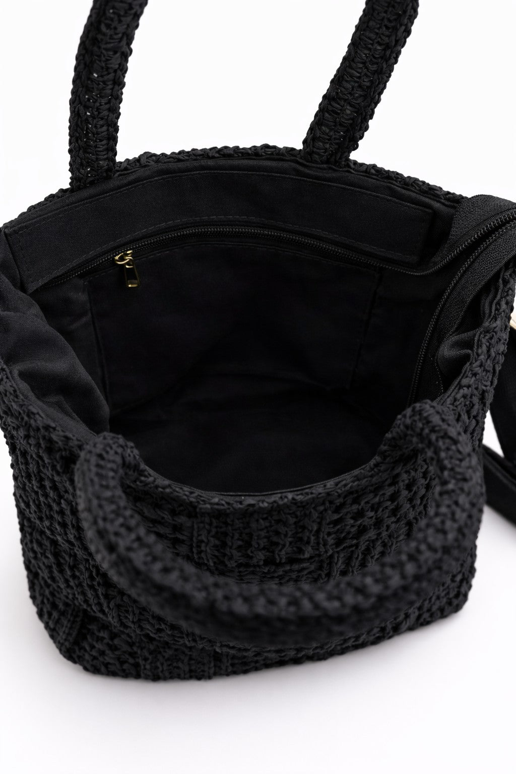 Ladies woven paper beach shoulder bag with adjustable strap