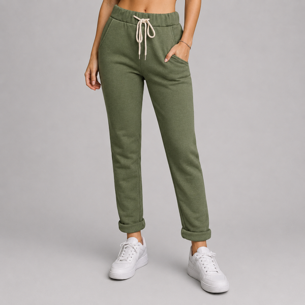 Ladies Plain Italian Joggers (Khaki)