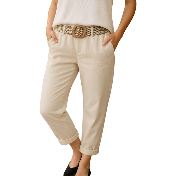 Ladies Italian Cropped Chino Trousers with Belt