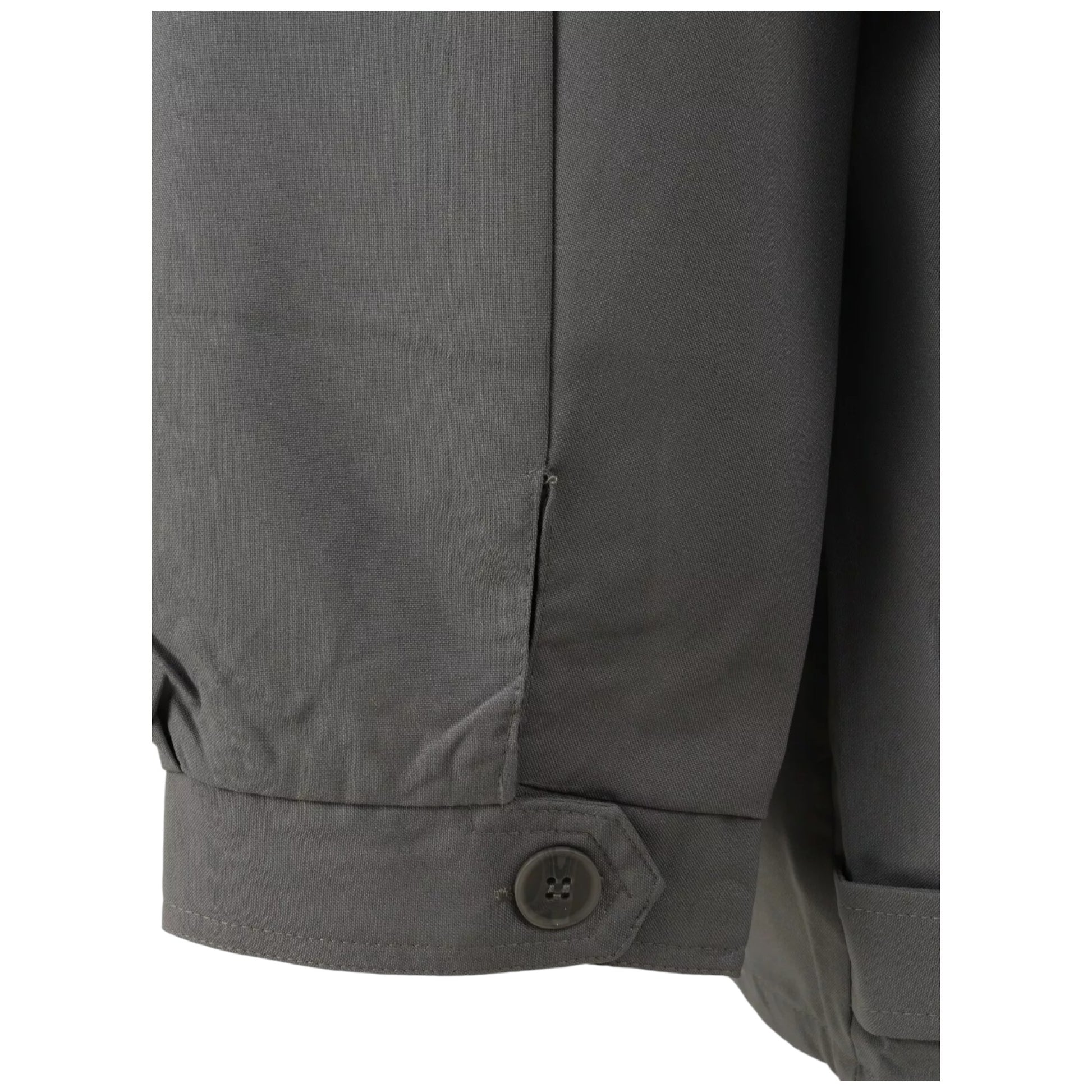 Close-up of beige jacket cuff with button – men's plus size lightweight outerwear