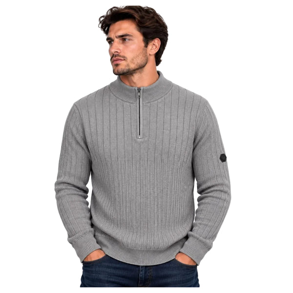 Men’s Ribbed Knit Half Zip Jumper